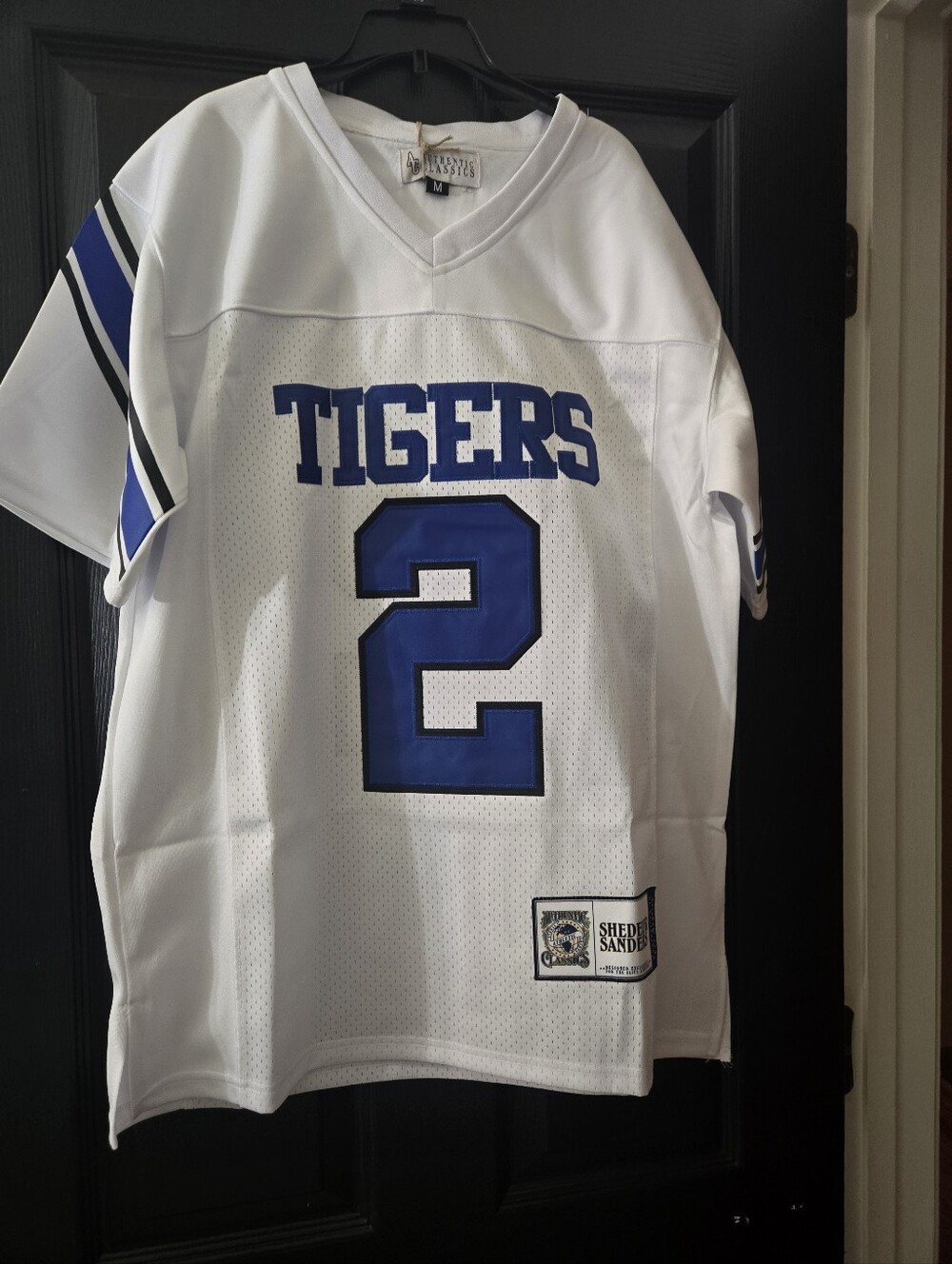 White & Blue Tigers #2 Men's Football Jersey